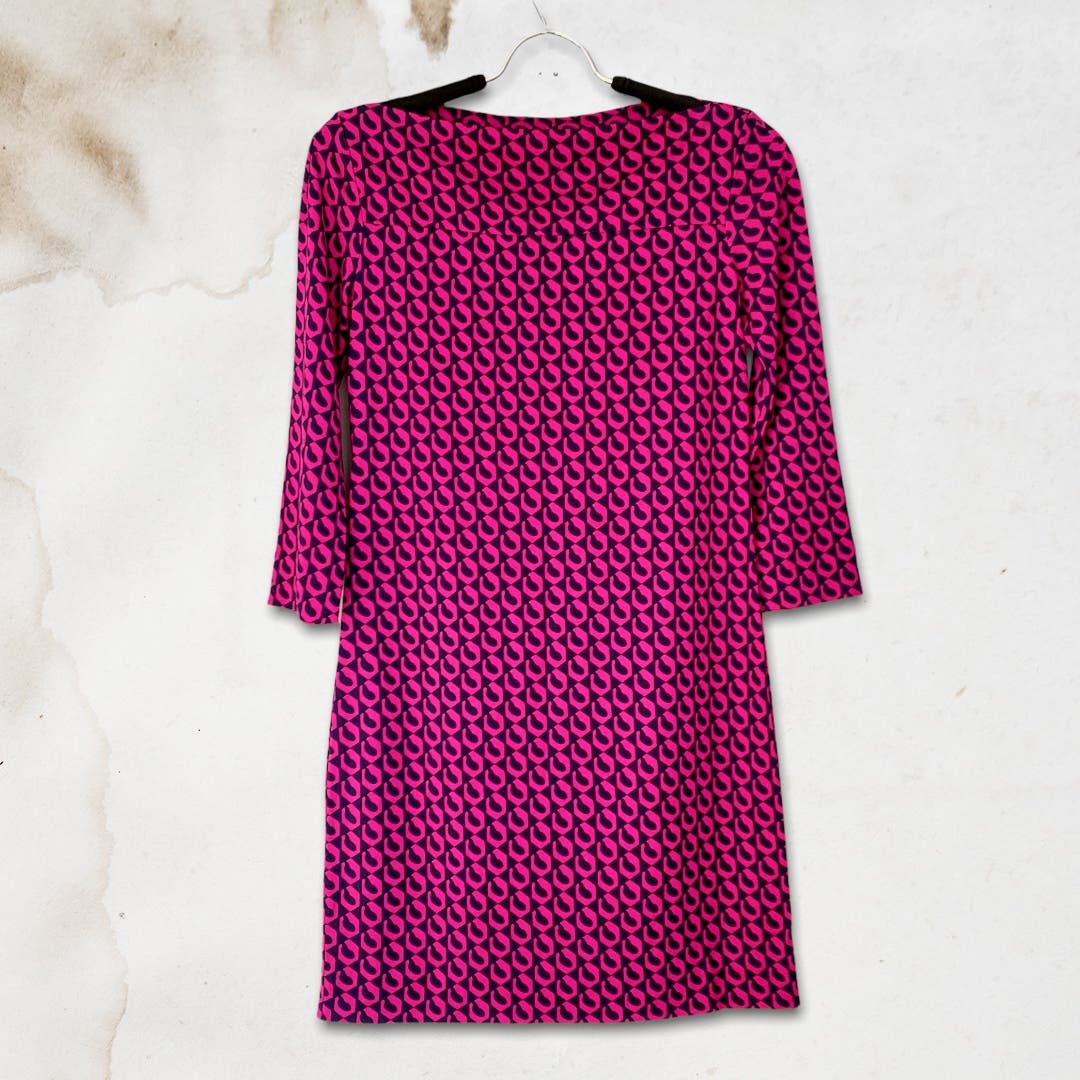 Diane Von Furstenberg Ruri Silk Jersey Link Print Mini Dress Size 0